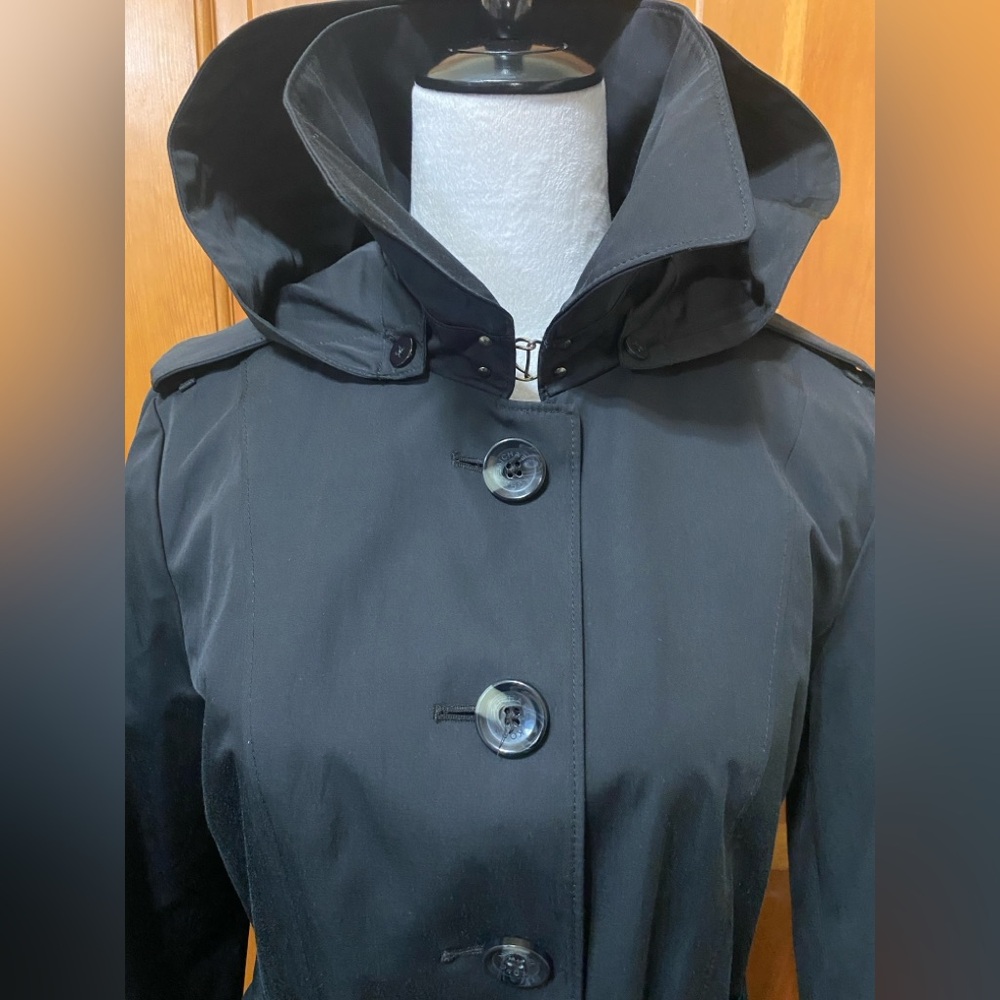 Michael Michael Kors Black Hooded Trench Coat - Picture 4 of 7